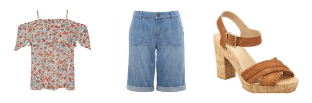 Originální top za 529 Kč jako nejlepší základ letního outfitu spojte s denim šortkami za 569 Kč a dolaďte trendy sandálky na podpatku za 669 Kč. Romantický letní look je zaručen.